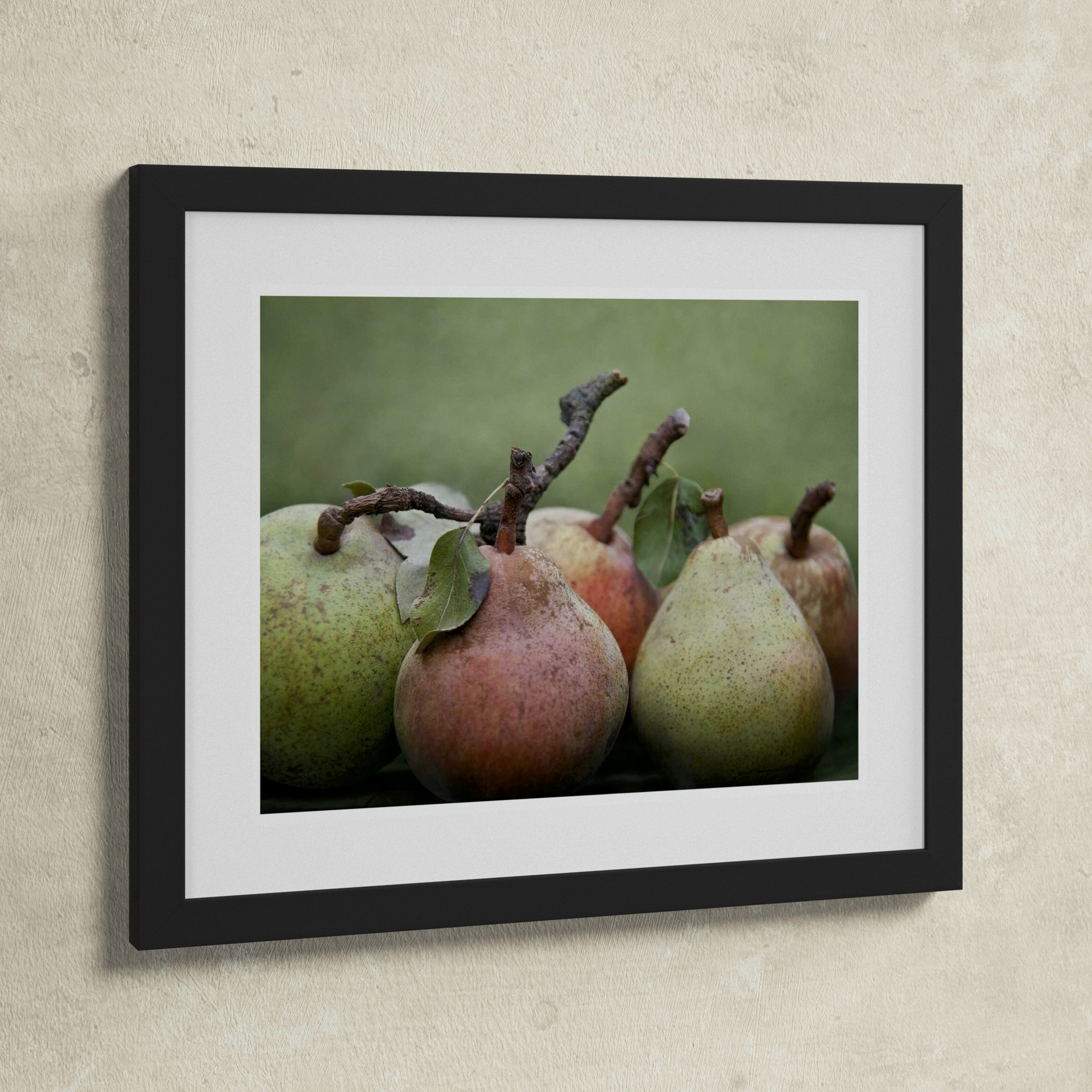 Comice Pears I by Rachel Perry, Black Framed, 14.56" H x 17.19" W x 0.875" D