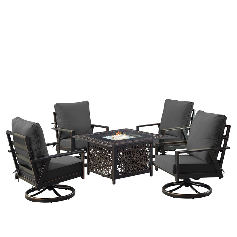 Aaleyah Outdoor 6 - Piece Conversation Set, Black