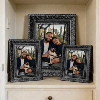 Cadre photo à mémoire de forme 3 pièces 8 "x 10" noir pour la fête des Mères