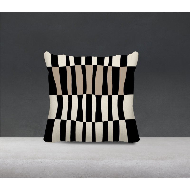 Bianca Spun Polyester Reversible Throw Pillow, 19"H x 19"W, Beige/Off White/Black