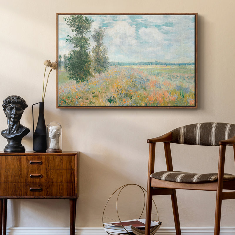 Paysage rétro -XCII, H 27 po x l 41 po x P 2 po, Toile avec cadre noyer