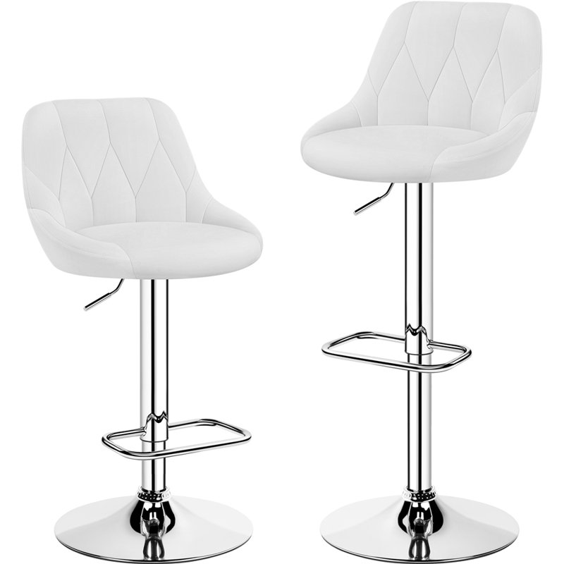 color Height Adjustable Swivel Bar Stool, White