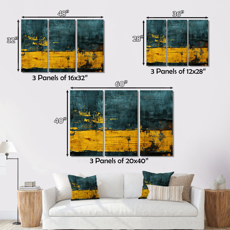 Ensemble de reproductions d'art sur toile géométriques modernes, l'Ukraine revistée, H 28 po x l 36 po x P 1 po
