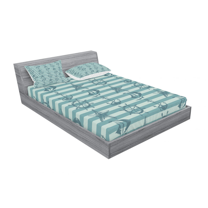Microfiber Striped Sheet Set, Queen Sheet Set with Fitted Sheet