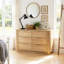 Large commode double en bois à 6 tiroirs, armoire de rangement à volets roulants courbés, mobilier de rangement moderne pour le salon de la chambre à coucher