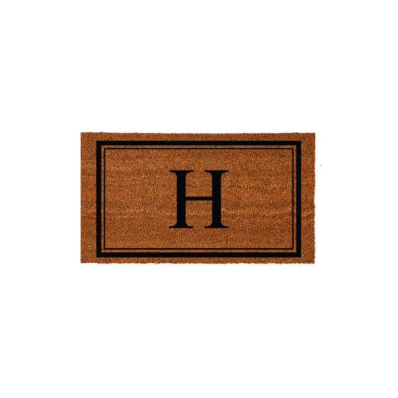 Niarcos 28" x 16" Non-Slip Monogram Coir Outdoor Door Mat, H