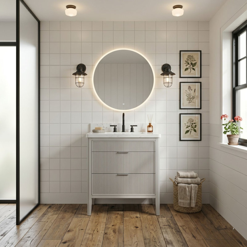 Ensemble de meuble-lavabo autoportant 30 po avec comptoir en pierre d'ingénierie de 1,4 po et structure en bois massif gris