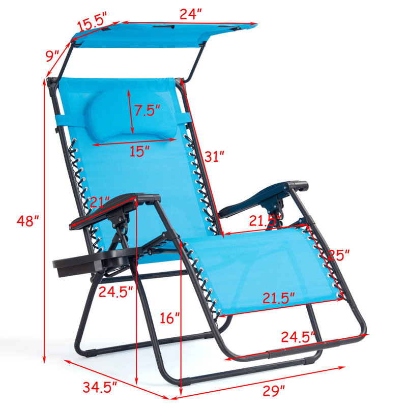 Chaise longue simple inclinable 29 po Kalobe, clair