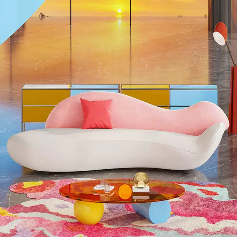 Méridiennes courbées Modern Modern, Beige / Rose, Orienté à droite