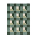 Hand Tufted Wool Geometric Area Rug in Fern/White