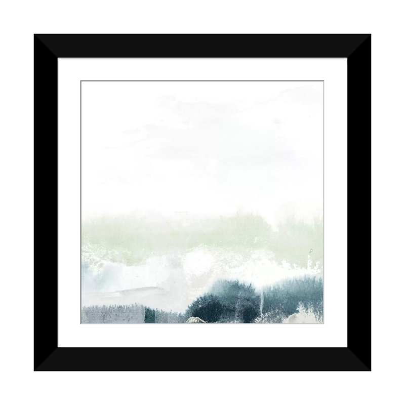 «Seafoam Horizon II», reproduction sur toile, H 24 po x l 24 po x P 1 po, Papier avec cadre noir, Blanc