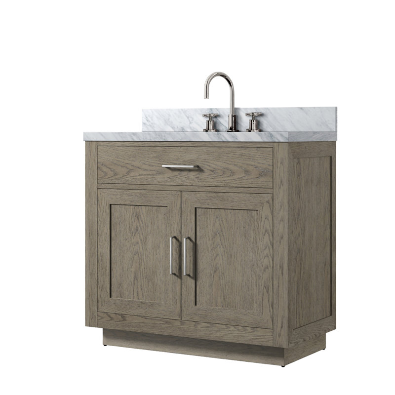 Ensemble de meuble-lavabo simple avec plateau en marbre et robinet