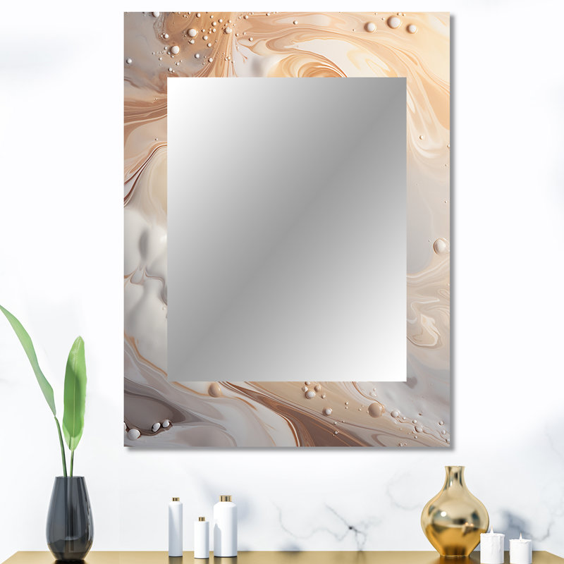 Abstract Milky White Flow I - Abstract Shapes Mirror, Modern Unique Wall Mirror, Printed Metal Art, 40" x 30"