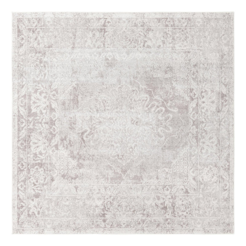 Audres Oriental Gray/Ivory Area Rug, Square 7'10"