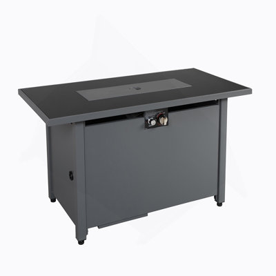 Table de foyer d'extérieur en acier avec couvercle H 25 po x l 42 po