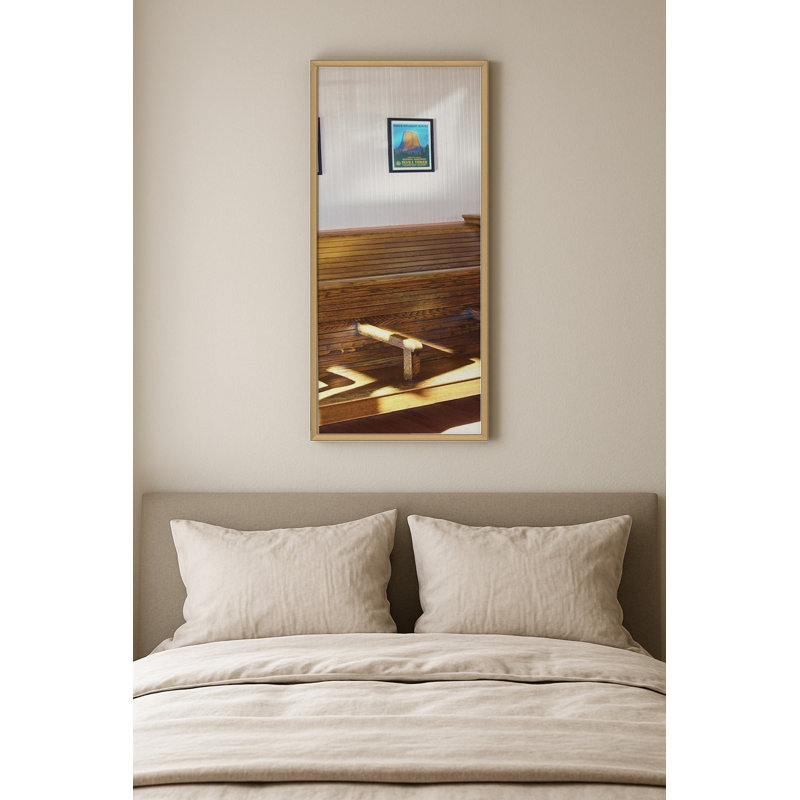 Mount Rainier Framed Wall Art, 32.5" H x 12.5" W, Natural Oak