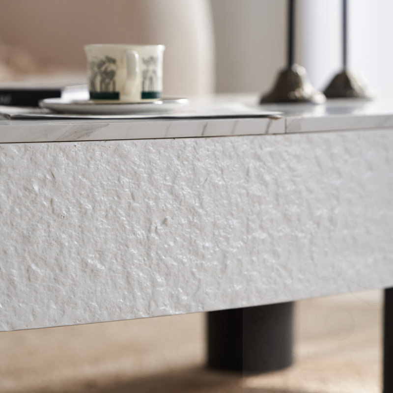 Table basse ovale avec tiroir caché et espace de rangement