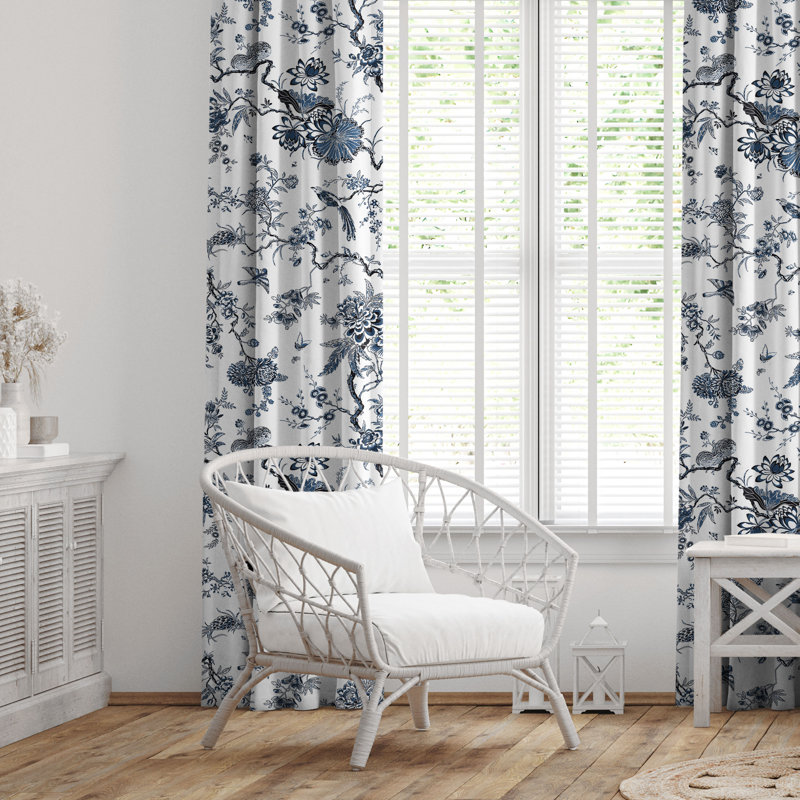 Tree Top Sky Cotton Rod Pocket Drapery Panel Set of 2, 50" W x 168" L