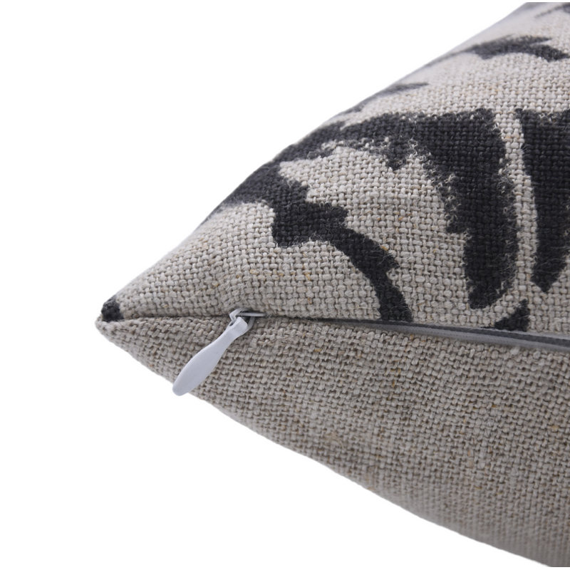  Housse et insert de coussin en lin intérieur / extérieur, 14 po x 14 po, Floral gris clair 5, Carré