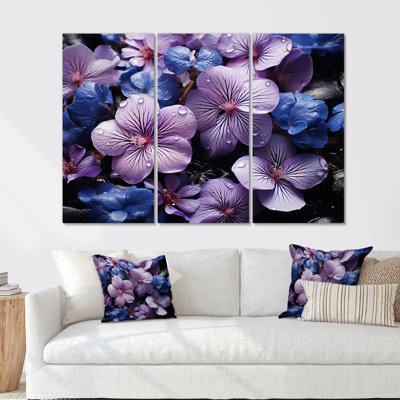 Violets In Amethyst Hues Grow Parallside Fantasti I - ensemble d'art mural sur toile Violets