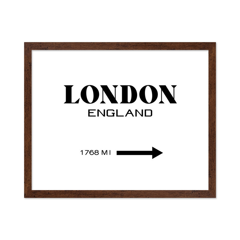 Signe de Londres, Angleterre, H 18 po x l 24 po, Affiche, Encadrement brun
