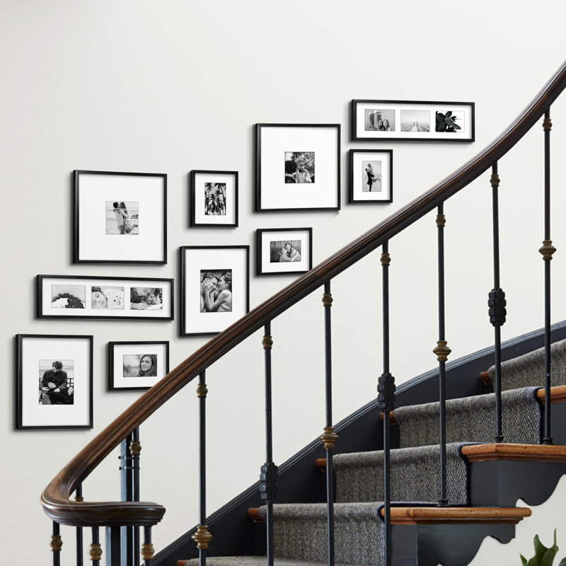 Shivangi 10 Piece Gallery Picture Frame Set, Black/White