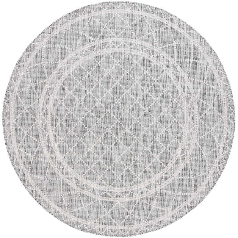 Tapis d'intérieur / extérieur à motif géométrique Courtyard Performance, Rond 6 pi 7 po