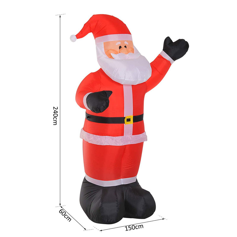 HOMCOM Inflatable 8ft Tall Santa Claus Xmas Decoration Airblown Yard LED Light