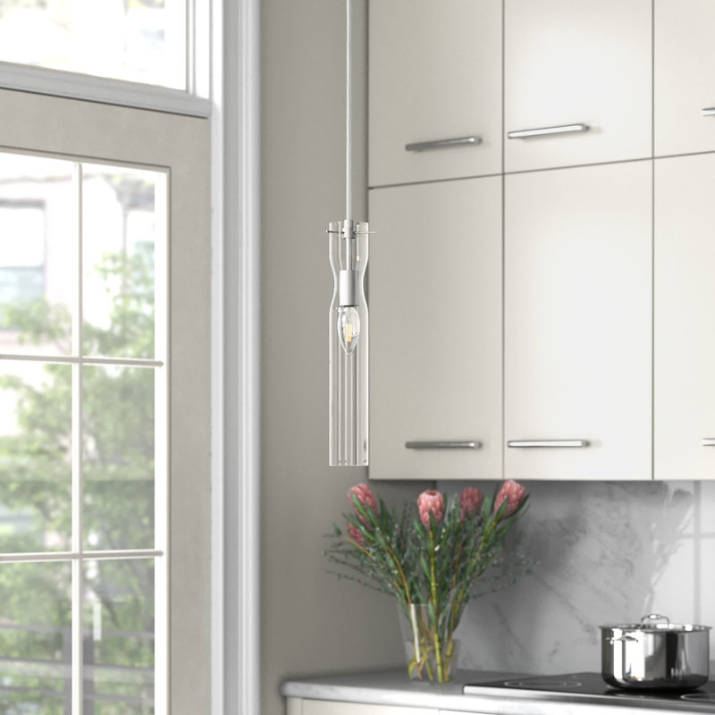 Luminaire suspendu à 1 lumière Cueto, Nickel poli