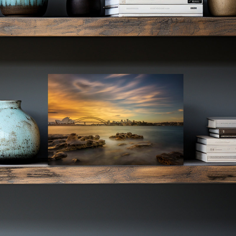 Tranquil Sydney Harbor Sunset Dramatic Serene Tranquil City Coastal Wall Art Print 1 Piece Wrapped Canvas Wall Art
