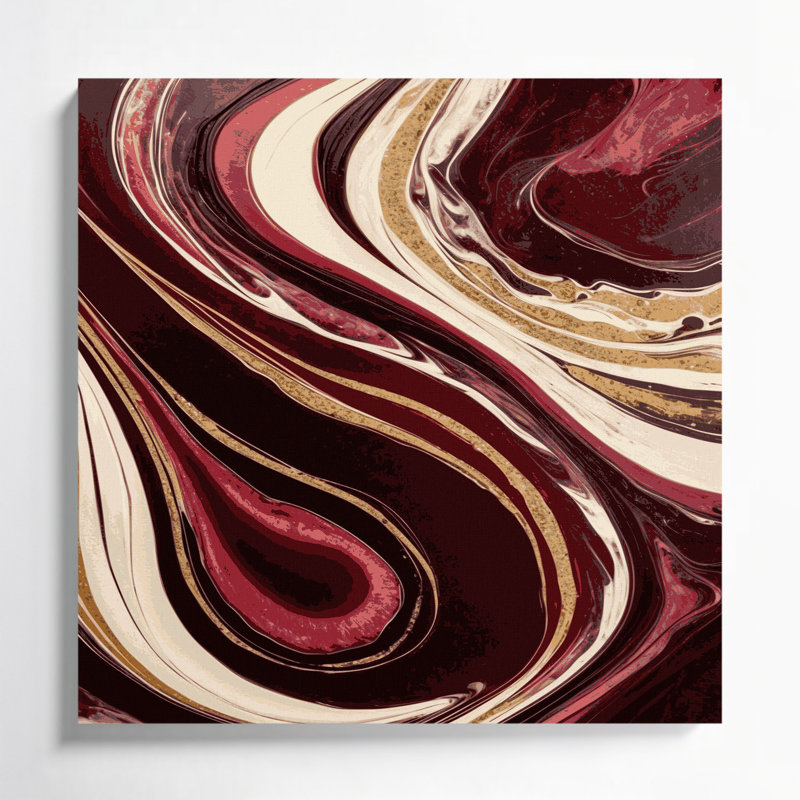 Abstrait art fluide sur toile brune 71, H 8 po x l 8 po