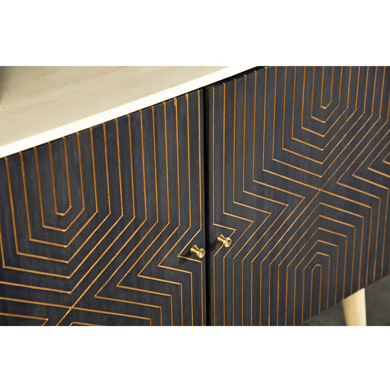 Kiyoto 42.6'' W 2-Door Sideboard in White Washed and Black