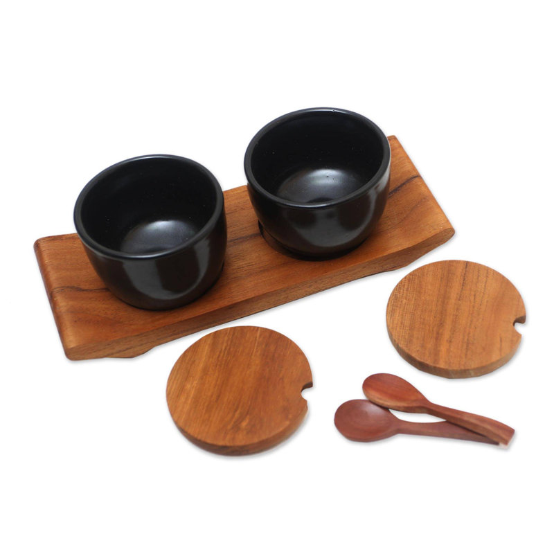 Millwood Pines Weronika Teak Platter, Black