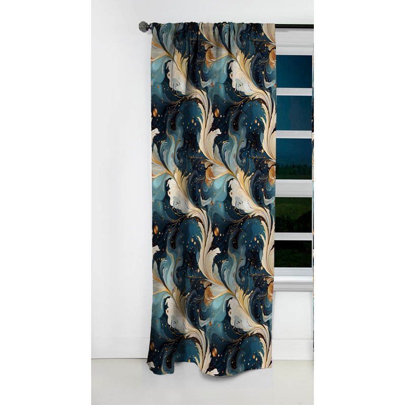 Beige Cosmic Marble Elegant Whirls - rideau occultant en marbre marbré abstrait - 1 panneaux, L 52 po x L 84 po