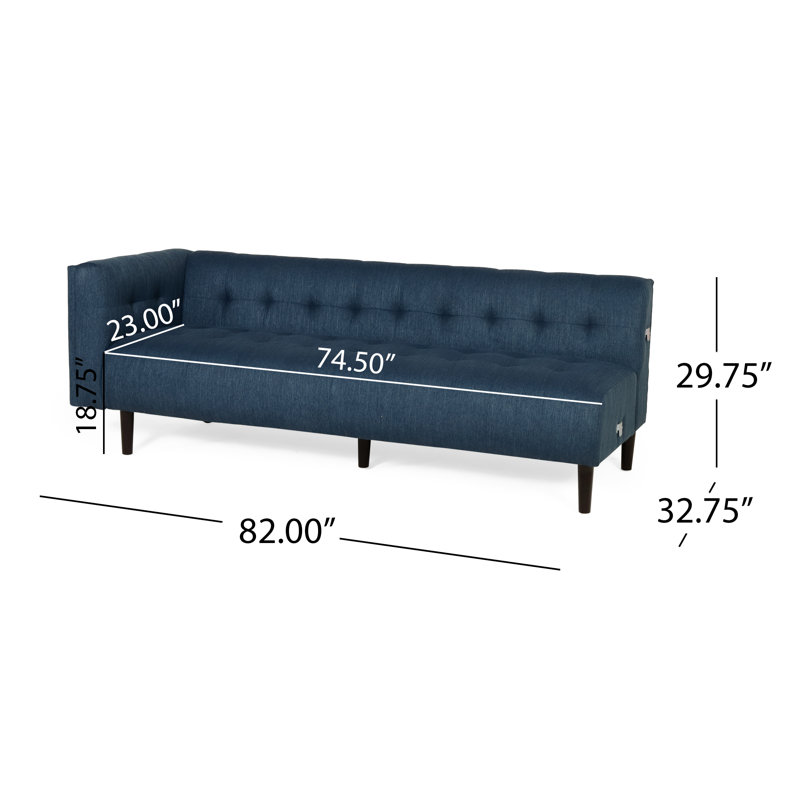 Upholstered L-Shaped Sectional Symmetrical, Navy Blue