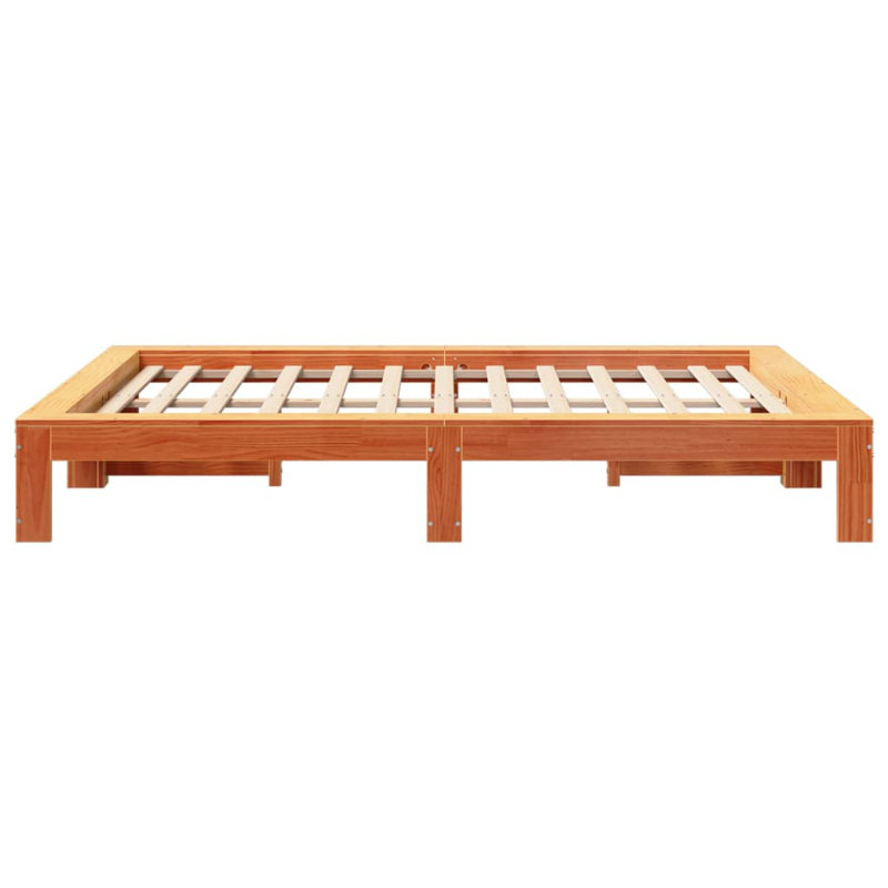 Tirante Solid Wood Bed, Wax brown, 31.5cm H x 211.5cm W x 161.5cm D