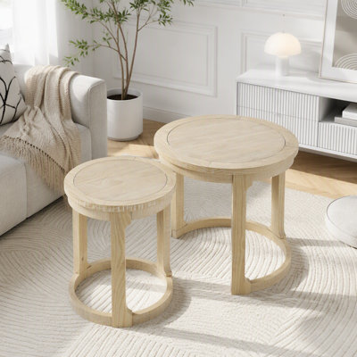 Set of 2 Round Rustic Side Tables