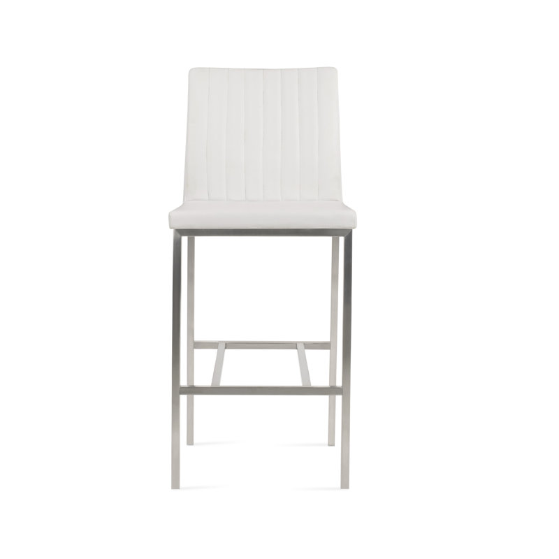 Tabouret de bar et de comptoir en métal Zeyno, Acier inoxydable, Blanc, Tabouret de comptoir (assise de 24 po de hauteur)