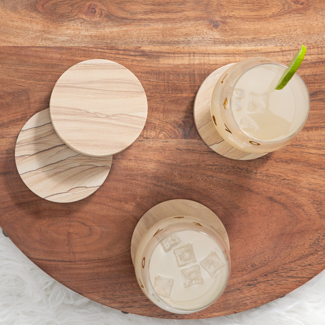 Sand Natural Sandstone Coaster Set (Set of 4) Ebern Designs