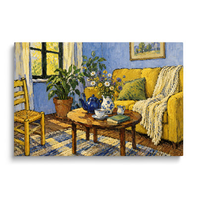 Multicolor Canvas Living Room Still Life Oil Painting, Painterly Interior Wall Art for Living Room Dining Room and Bedroom