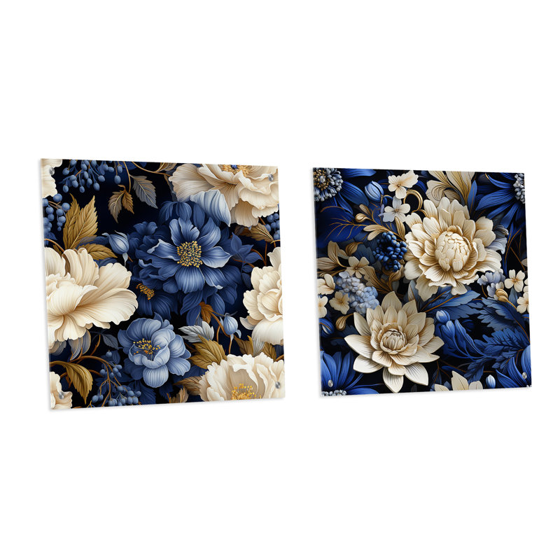 Victorian Cobalt Foliage Victorian, H 36 po x l 73 po