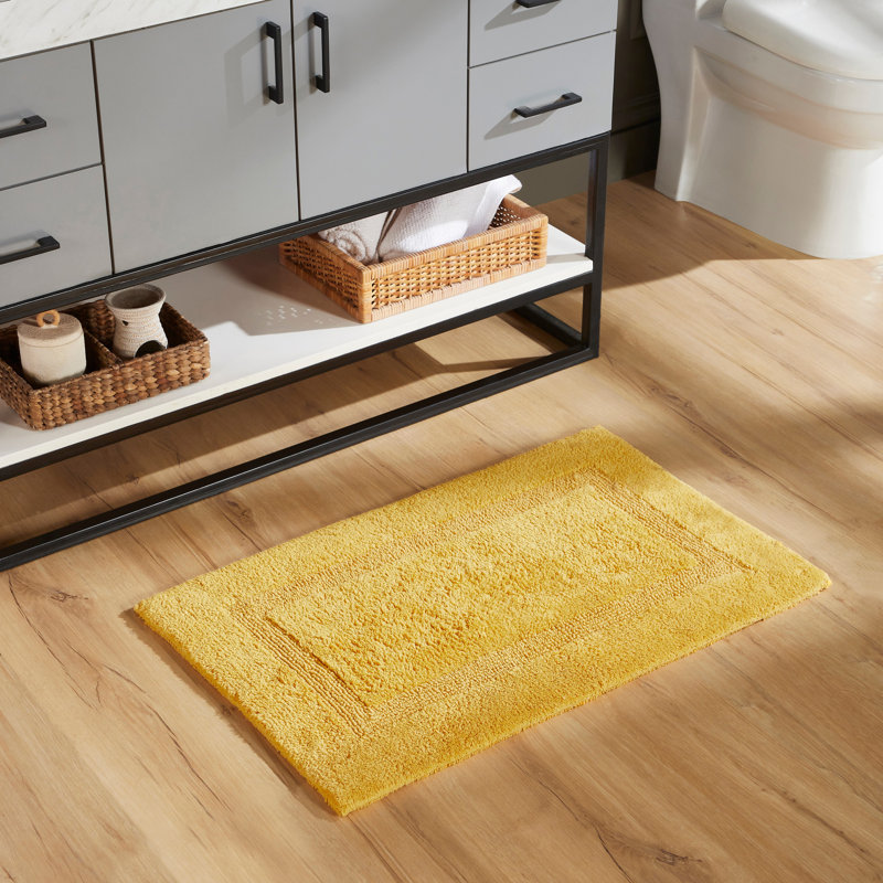 Rozanne Reversible Cotton Bath Rug, Yellow, 21" x 34" Rectangle
