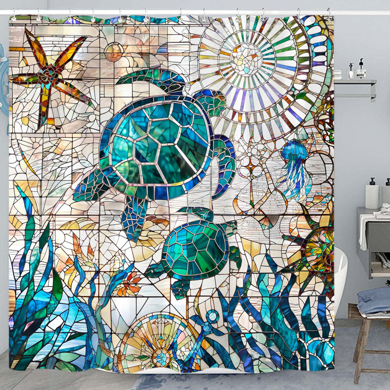 Rideau de douche Nautical Sea Turtle 