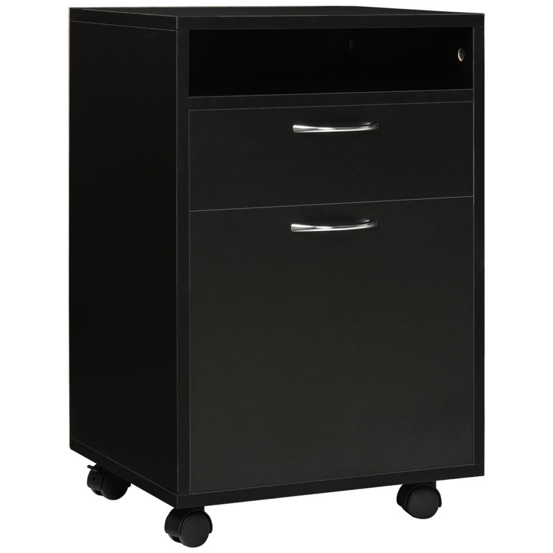 Organisateur de rangement mobile avec tiroir et armoire, Noir