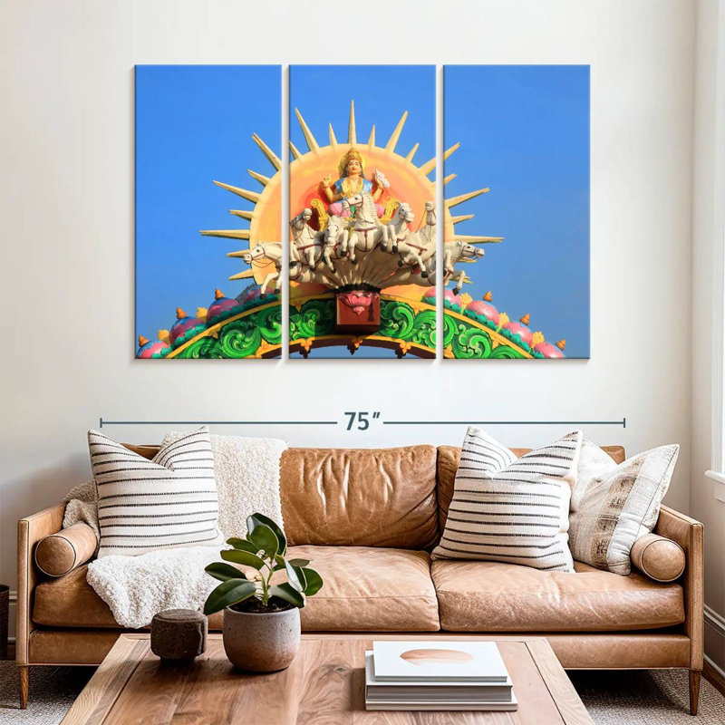 Divinité indienne Surya, H 42 po x l 65 po