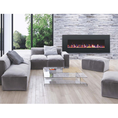 digital flames Black Electric Fireplace