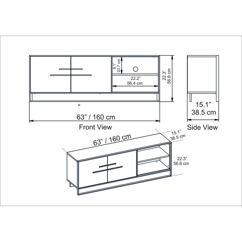 Polka Modern TV Stand TV Unit for TVs up to 70", Brown/Black