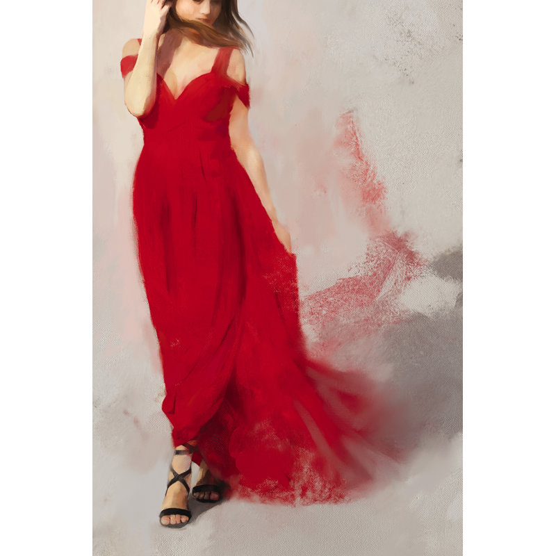 Lady In Red Cropped - Wrapped Canvas Print, 46cm H x 30cm W x 3.8cm D