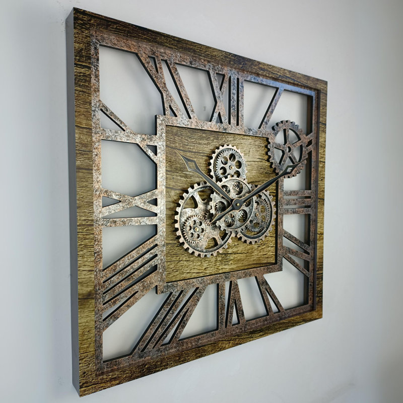 Solid Wood Wall Clock, Gold