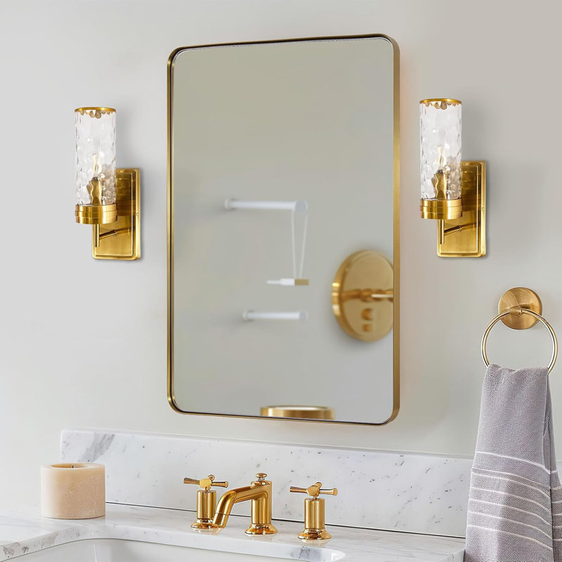Luminaires de salle de bain 1 lumière Modern, applique murale simple avec abat-jour en verre martelé pour le couloir du salon de salle de bain